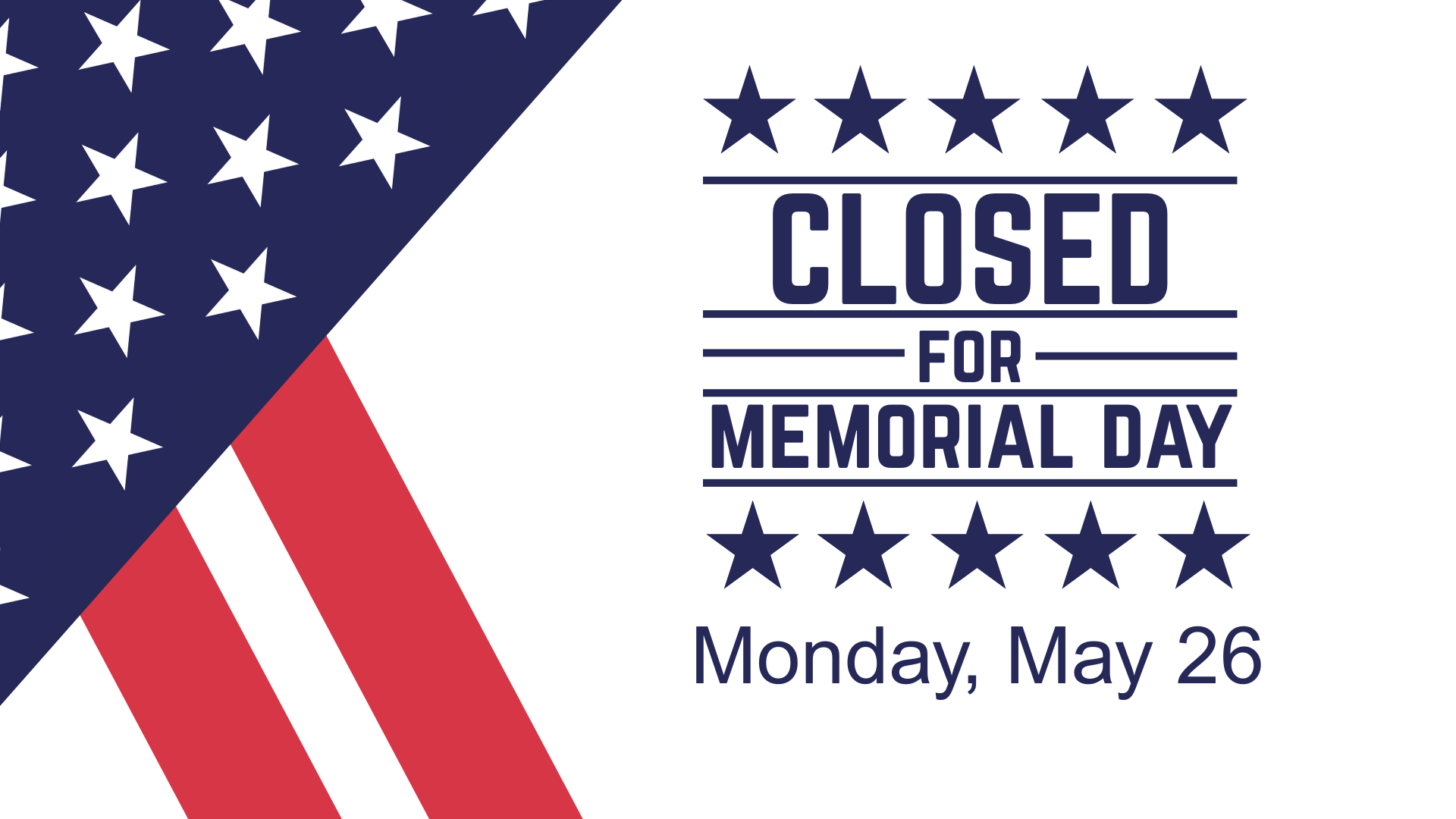 Office closed on Memorial Day