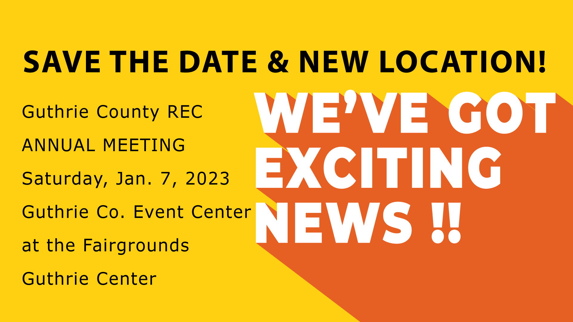 Annual Meeting Save the Date New Location