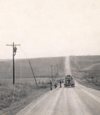 Vintage lineman field work